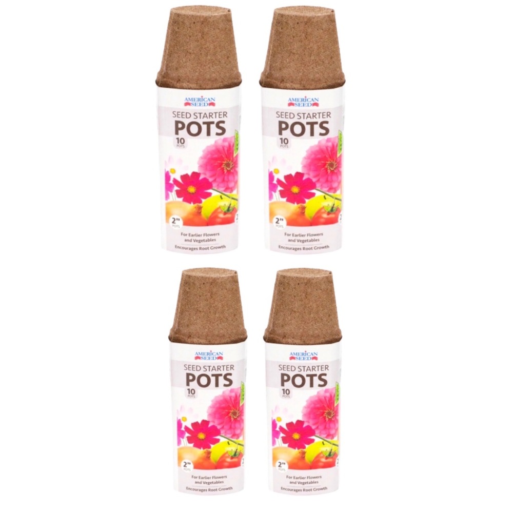 American Seed 10ct Biodegradable Natural Fiber 2” Seed Starter Pots, 4 Pack NWT